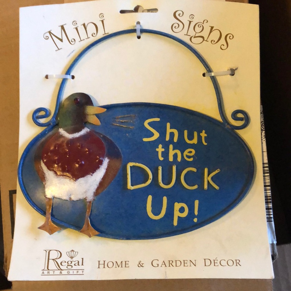 Mini metal sign.
